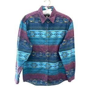 CABELAS Southwestern Aztec Print Cotton Flannel Button Down Shirt | Small